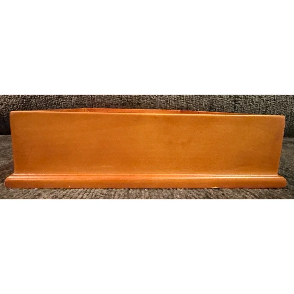 VTG Maple Wood Trinket Jewelry Box 3D Salmon Fishing Lid Clarence A Wells Signed